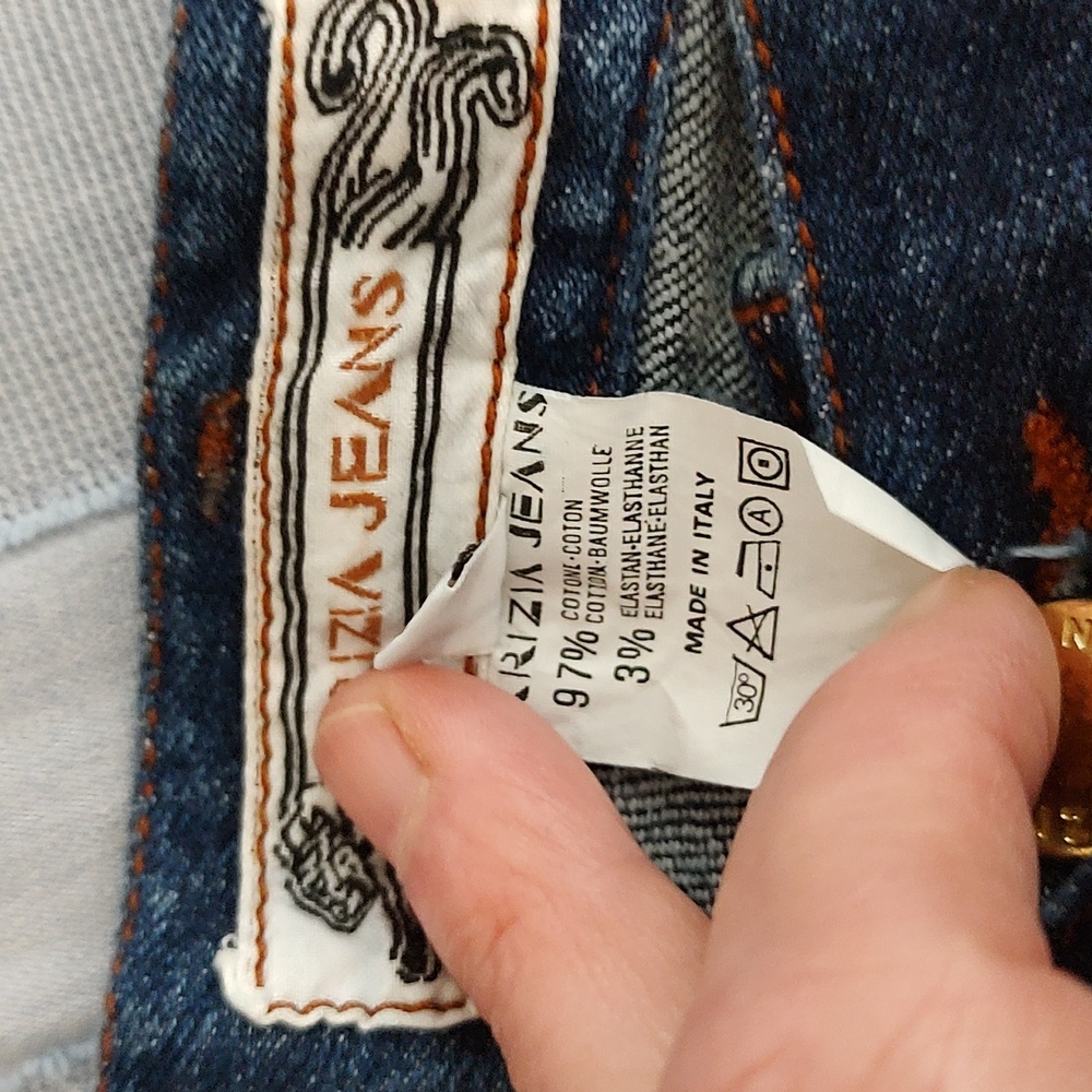 NWOT! 90s Italian Designer Krizia Jeans High Waist 28" Cotton Stretch Logo 33 EU - Picture 10 of 10